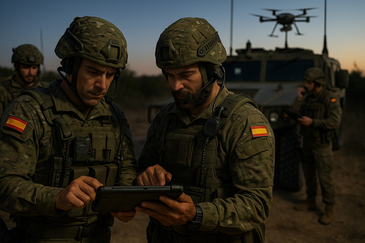 Operadores en despliegue táctico con sistemas C4ISR